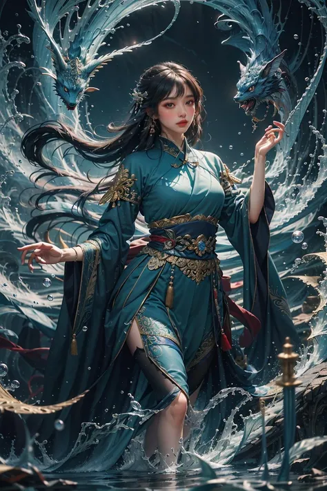 (absurdres, highres, ultra detailed)(masterpiece), (extremely intricate:1.3), (realistic),Cinematic Lighting,4k,(masterpiece),Dreamy,cinematic,Ukiyoe,divine fantasy,Ethereal Fantasy,action lens,atmospheric,Cloisonne,Gardens,xxTemplexx,
1girl,solo male,hanfu,chinese clothes,blue dress,long dress,gonggongshi, water,Cast magic, cast water magic,water ball on the hand,Mythical beasts,
<lora:æ°´ç¥å
±å·¥æ°Gonggongshi_V2.0:0.6>