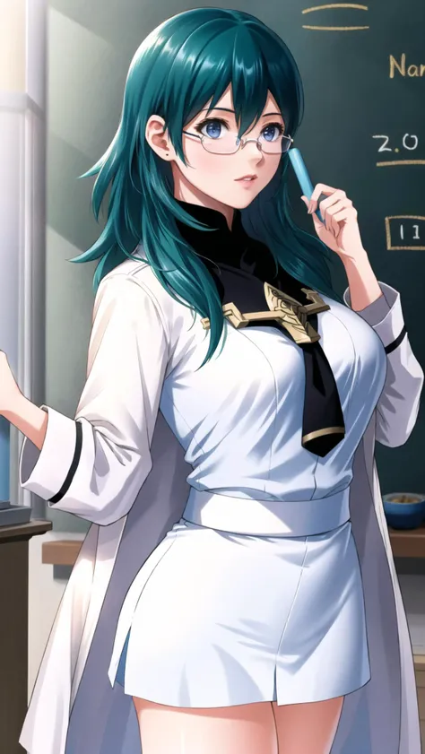 1girl, byleth \(fire emblem\) \(female\), dynamic pose, (((white labcoat, glasses, ))),  BREAK,
POVpizarra,  <lyco:POVpizarra:0.7> BREAK,
((chalkboard, holding chalk)), E = mc2, BREAK,  <lora:byleth-nvwls-ver5:1>, masterpiece, best quality, hyperrealistic, extremely detailed, highly quality, 4k, sharp focus, professional photograph, sharp focus, award winning, cinematic lighting, octane render, unreal engine, volumetrics dtx, Wallpaper,