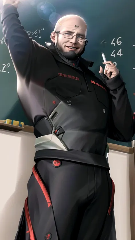 1boy, Sundowner, Metal Gear Rising, bald, evil smile, dynamic pose, (((labcoat, glasses, ))), BREAK, <lyco:Sundowner - Metal Gear Rising:1.0>
POVpizarra, <lyco:POVpizarra:0.7> BREAK,
((chalkboard, holding chalk)), E = mc2, BREAK,, masterpiece, best quality, hyperrealistic, extremely detailed, highly quality, 4k, sharp focus, professional photograph, sharp focus, award winning, cinematic lighting, octane render, unreal engine, volumetrics dtx, Wallpaper,