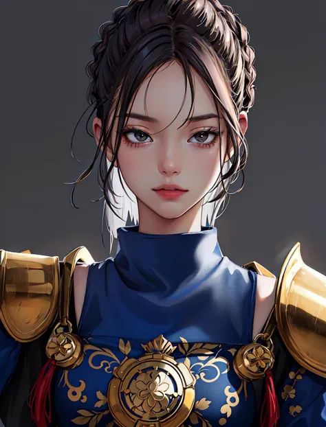 solo, (full body:0.6), looking at viewer, detailed background, detailed face, ( zulu theme:1.1), ronin, blue samurai clothing, calm, samurai crest, dojo in background, cinematic atmosphere,intricate, highly detailed, high resolution, beautiful, <lora:yoongonji-v1-lora-naivae-enc:0.8>