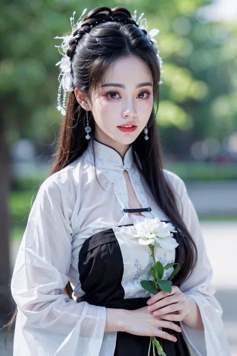 super high resolution,best quality,4k,(Realistic:1.2),zhouzhiruo,
1girl,solo,long hair,upper body,black hair,looking at viewer,hair ornament,chinese clothes,(bust:1.2),
<lora:zhouzhiruo_20:0.7>,