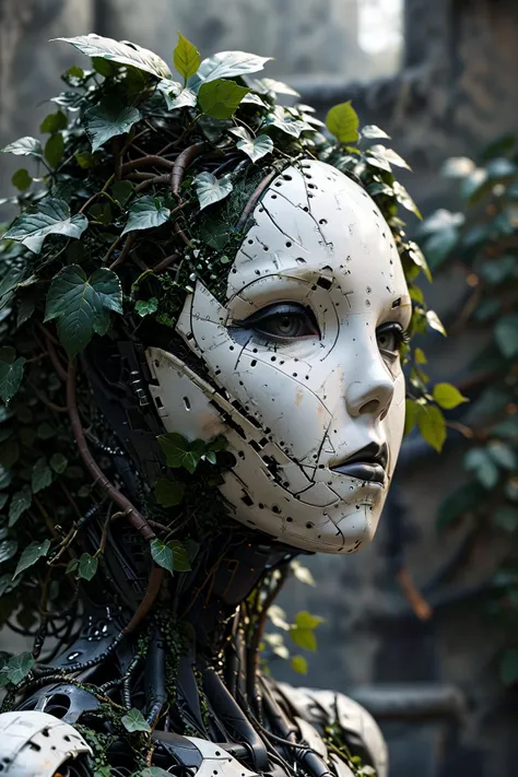 noface cyborg made from fractal vines, concret wall, ivy, plantts<lora:Faceless_Cyborgs-000014:0.8> <lora:Fractal_Vines:1> ziprealism SK_CINEMATIC, masterpiece, best quality, ultra high res, (photorealistic, realistic:1.2), deep shadow, raw photo, film grain, Fujifilm XT3, 8k uhd, dslr, <lora:EnvyBetterHiresFixXL01:1>