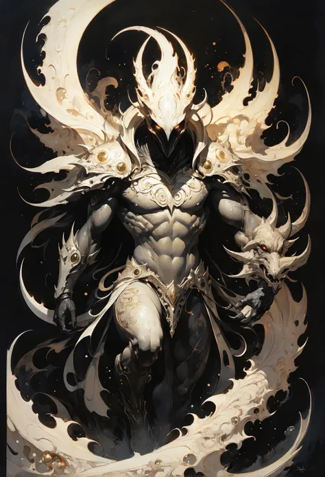 otherworldly astral monster, scifi, Greg Tocchini, bold lines, hyper detailed, (intricate details, masterpiece, best quality:1.2), black and ivory hue looking at viewer, dynamic pose <lora:add-detail-xl:1> <lora:xl_more_art-full_v1:0.5> <lora:sdxl/nicola_samori_dark_art_style:0.5> in the style of nicola samori <lora:looking_at_viewer:1.2>