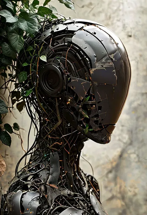 noface cyborg made from fractal vines, concret wall, ivy, plants, flowers<lora:Faceless_Cyborgs-000014:0.8> <lora:Fractal_Vines:1> ziprealism SK_CINEMATIC, masterpiece, best quality, ultra high res, (photorealistic, realistic:1.2), deep shadow, raw photo, film grain, Fujifilm XT3, 8k uhd, dslr, <lora:EnvyBetterHiresFixXL01:1>
