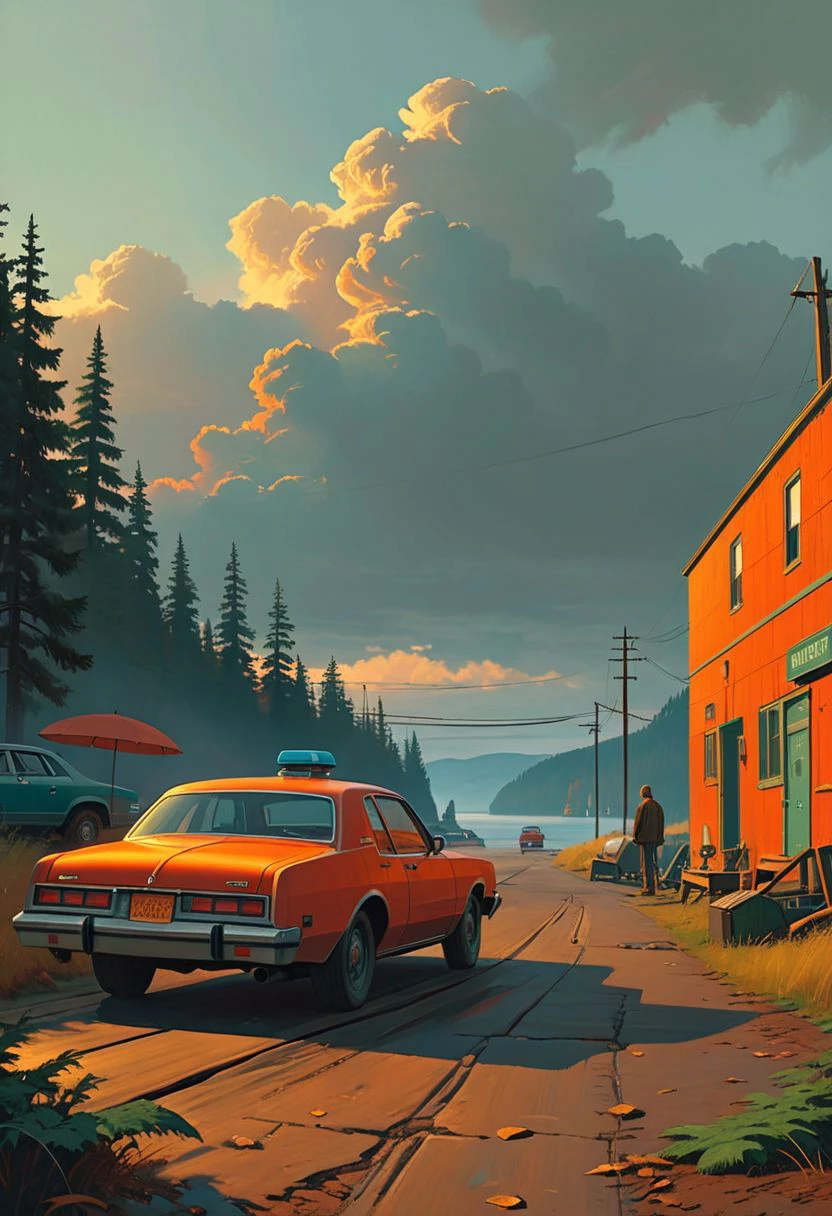 Vibrant (George Tooker) and (Simon Stalenhag) and (Holly Andres) book cover style.
Title: "The Closer".
Life-like details.
Cinematic. Dramatic. Dynamic.
Pristine Aesthetic.
Enigmatic.
Emotionally Moving.
Moody.
Extremely refined lines and and shapes.
Extremely refined details on objects.
Sharp details.
Complementary colors.
Many details everywhere. Ray-Tracing. Anti-Aliasing. Realistic soft shadows. Low saturation colors. Insane quality. Insane resolution. Insane details. Masterpiece. 32k resolution.