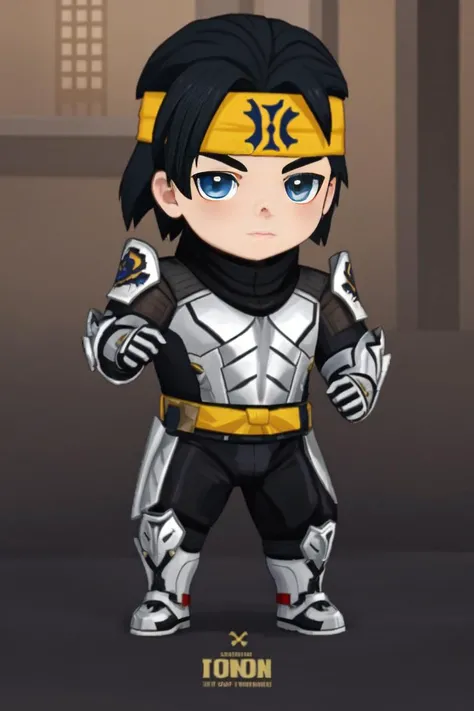 Takeda_Takahashi_KX, solo, black hair, 1boy, standing, full body, male focus, (headband, science fiction, ,white metal armor, fighting stance, )(iron armor),
<lora:Takeda_Takahashi_KX-02:1>
masterpiece, best quality, highres, OMChibiStyle, male focus, 1boy,(chibi),,
, anime eyes,
<lora:omc:0.4>