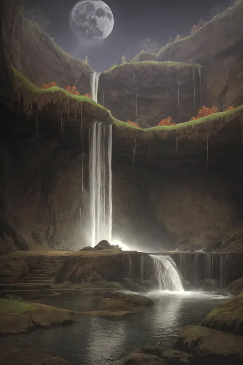 waterfall, moon, ctulhu, <lora:Terraria Style - V1:0.1> Terraria_Style, 2D, pixelart <lora:Cross_section_underground-v1:0.7> csu, underground, cross-section, from side, Cult of Cthulhu, hyperrealism, hyper realistic color photo, realistic photography, dark atmosphere, HDR, ultra detailed, sharp theets, high quality render, ultra realistic shadows, ultra defined