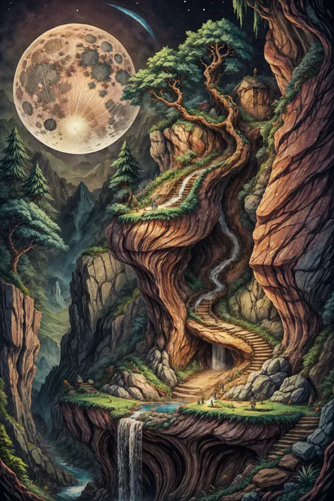 masterpiece, best quality, highres, 8k, waterfall, moon, <lora:Terraria Style - V1:0.1> Terraria_Style, 2D, pixelart <lora:Cross_section_underground-v1:0.7> csu, underground, cross-section, from side