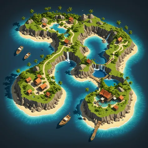 colored map of uninhabited island, fantasy world, isometric map, csu, city, lake, mountain, sea beach, palm trees,
absurdres, detailed, realistic render,
<lora:CSU_SDXL_test1:0.5>