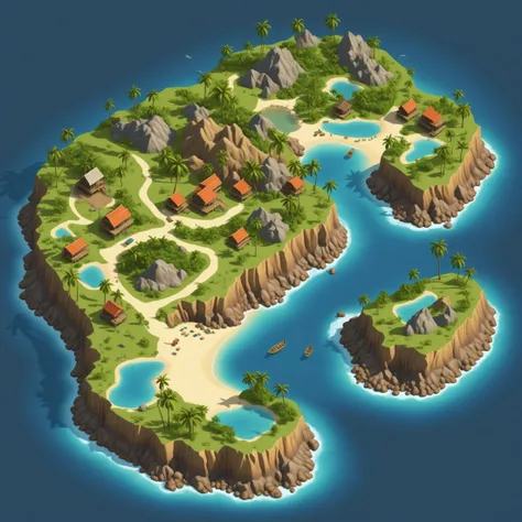 colored map of uninhabited island, fantasy world, isometric map, csu, city, lake, mountain, sea beach, palm trees,
absurdres, detailed, realistic render,
<lora:CSU_SDXL_test1:0.5>