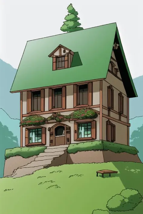 a house in a greenfield mountain