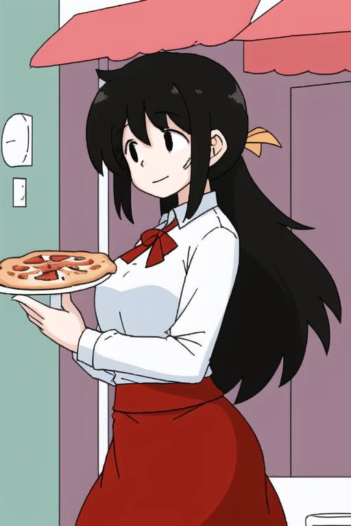 a woman at pizzaria