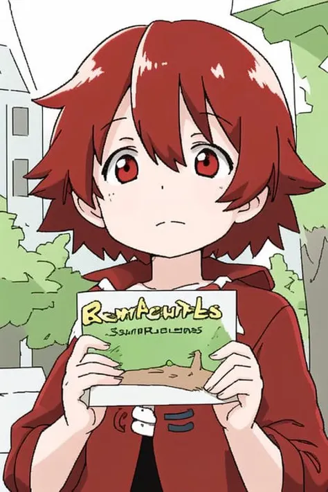 a portrait of a red haired adventurer girl