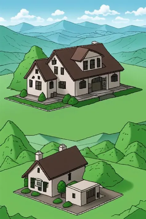 a house in a greenfield mountain