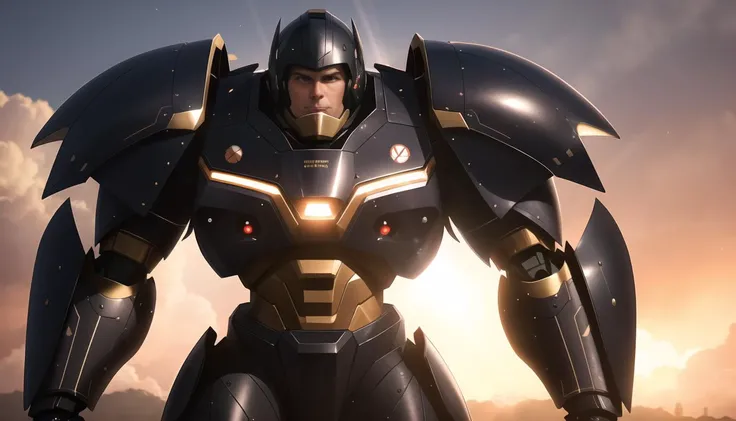best quality, masterpiece, 8k highres,  realistic style, 1boy, max muscular, strong arms, <lora:super mecha_20230606112241:0.1> super mecha, like a orangutan, flatland, hands bebind body,  black armor, shoulder armor, smile, tall trees, buzz cut, knee focus,  wind, airplane, metal Reflective,  fcPortrait, lighting, light rays,  fcHeatPortrait, rising smoke