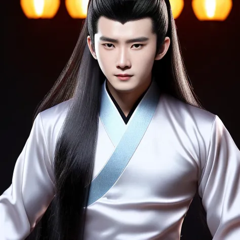 photo of zky zhong kunyi, male focus, ((long hair)), ((fit)), ((volumetric lighting)), best quality