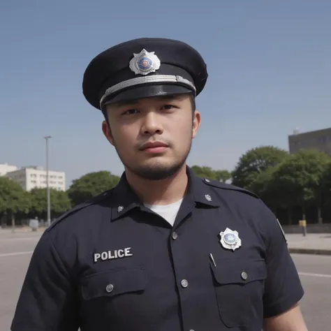 photo of a man, Vietnamese, deep-set eyes, police officer