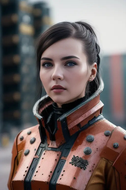 photo of YuliyaIvanova (front to camera), detailed european face, (aspiring facial expression), (((magmapunk style close))), ((magmapunk city on the background)), RAW, analog style, ultra detailed photograph, cinematic lighting, artstation, 4k, sharp focus, high resolution, detailed skin, detailed eyes <lora:YuliyaIvanova:0.9>