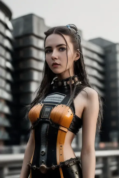 photo of YuliyaIvanova (front to camera), detailed european face, (aspiring facial expression), (((magmapunk style close))), ((magmapunk city on the background)), RAW, analog style, ultra detailed photograph, cinematic lighting, artstation, 4k, sharp focus, high resolution, detailed skin, detailed eyes <lora:YuliyaIvanova:0.9>