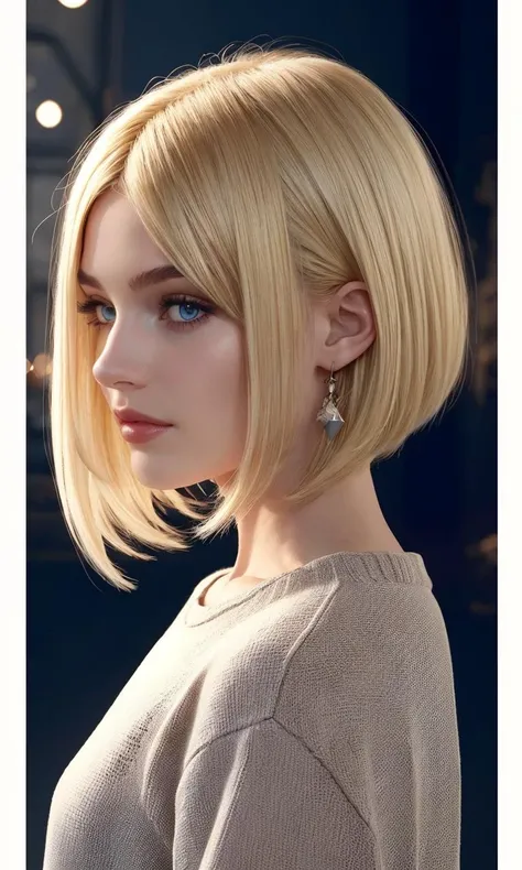 lbobh2024, 1 girl, best quality, masterpiece, photorealistic, raw image. cinematic lighting,long bob hairstyle, blonde