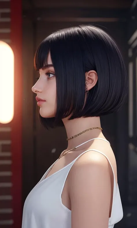 lbobh2024, 1 girl, best quality, masterpiece, photorealistic, raw image. cinematic lighting, bob hairstyle
