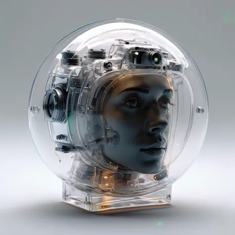 product shot of a camera inside of glass human head, foggy glass  <lora:product_shot_of:0.81>, masterpiece, best quality, 4K,UE4,art by jordan grimmer and greg