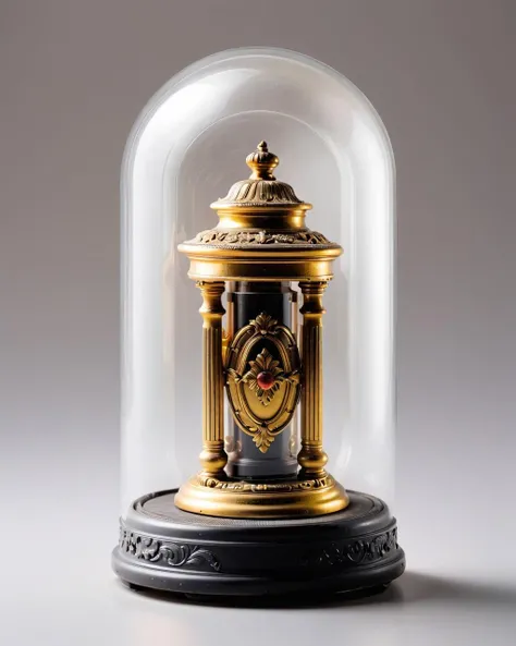 Hourglass with skull at bottom and phoenix bird at the top