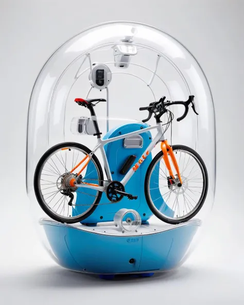 product shot of a Bicycle inside a plastic capsule <lora:product_shot_of:0.4>
