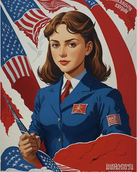 best quality,masterpiece,highly detailed,ultra-detailed, 1girl,<lora:neg4all_bdsqlsz_V3.5:-1> military uniform, ussr soviet umion, 
 <lora:socialistrealism_last:4.0>,  Poster, , simple geometric shapes, clean lines, primary colors,