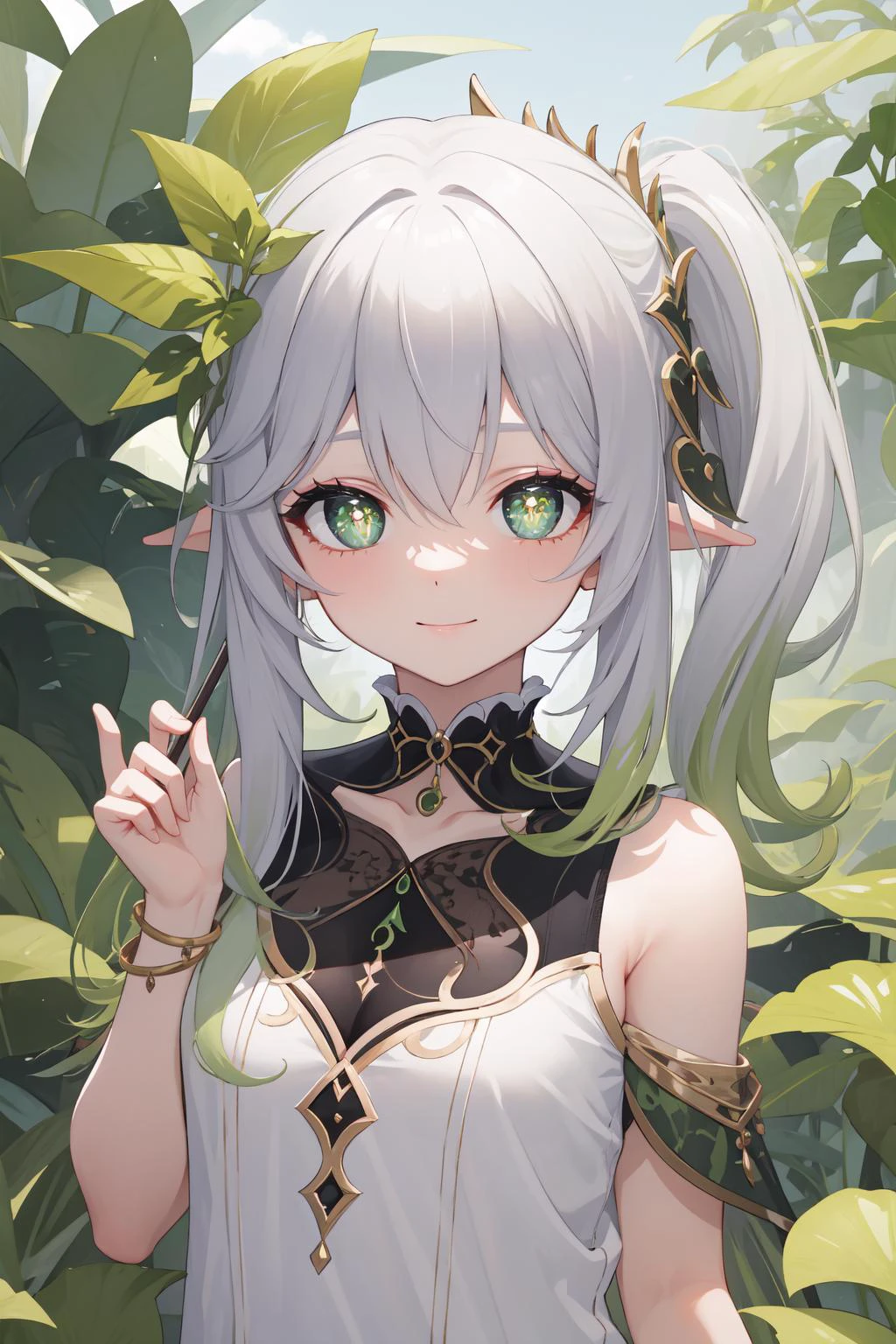 (masterpiece,best quality,highres,absurdres:1.4),detailed,wallpaper,perfect anatomy,pixiv id,colorful,
outdoor,nature,sunshine,forest,plant,leaf,tree,flower,
1girl,solo,(upper body),avatar,collarbone,happy,(makeup),seductive smile,presenting,temptation h,
beautiful hair,bangs,hair between eyes,
(looking at viewer,straight on),(bright pupils:0),(detailed pupils,beautiful pupils,glint:1.2),<lora:Amber_20230410:1>,