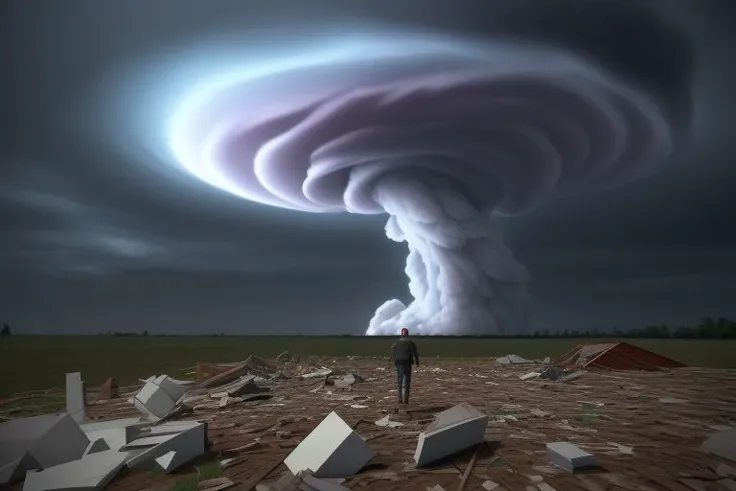 (stovepipe tornado, debris, wallcloud), storm