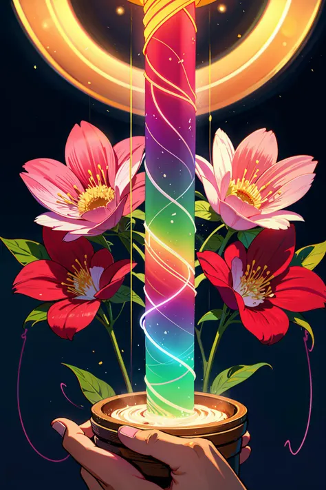 flourish, Wobble-noodle, radiation, flowers, illumination, atmospheric, scale, order, healing, light, hope, soothing, calm,