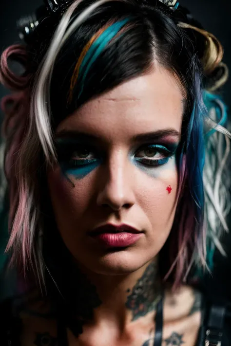 A stunning intricate full color portrait of tsm, dressed as punk rock girl, epic character composition, by ilya kuvshinov, alessio albi, nina masic, sharp focus, natural lighting, subsurface scattering, f2, 35mm <lora:ToniStorm-RealVision-V1.0:1>