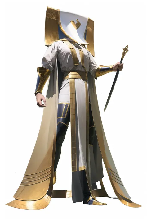 ((full body:1.2)),standing pose.highres.1 god,god came,flying,solo,Avatar,looking at the viewer, Xenolinguist,gloria cape , split-color color theme, hopeless, Brocade sash, agricultural civilization ,Sonic blaster ,okappa  , (pure white background), (simple background:1.2),8k.wallpaper.(masterpiece:1.2).ultra clear detailed.(magic weapon,Bark armor:1.3) 
grace helmet.<lora:scifiKeyshot:1>
