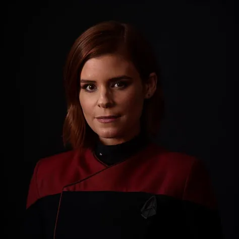 house, peop Best_QualityPos, RAW photo, intricate details, best quality, 8k uhd, soft lighting, 1girl, solo, kate mara, medium hair, red hair, brown hair, wearing (pcdst red uniform,black pants,black long sleeves:1.2)<lora:STPicardUniforms:0.8> <lora:Kate_Mara:0.7> <lora:exposure_control_v10:0.4>