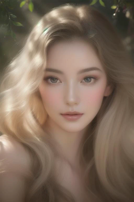 (masterpiece), (best quality), (ultra-detailed), Soft realism with a touch of whimsy,inspired by Rolf Armstrong,a woman of ethereal beauty with glistening waves of hair framing her face,captured in a dreamy moment of serenity,showcasing his unique ability to blend realism and fantasy seamlessly.,, detailed eyes, perfect composition, moist skin, intricate details