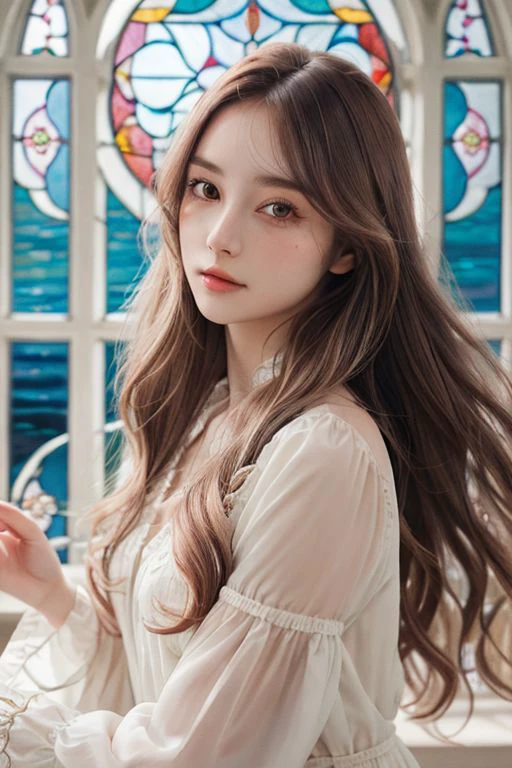 beautiful, 1girl, solo, best quality, High detailed,
Playing with the tides, Split hair color, the wind, Flying petals, stained glass windows, decorative, intricate details, 2D, lineart, watercolour, mascara, watercolour, hair of drak color, long hair, Wavy,