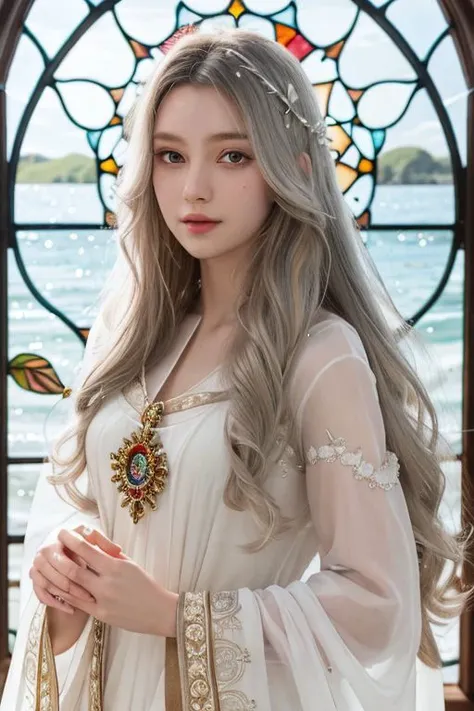 beautiful, 1girl, solo, best quality, details, white skin,
Playing with the tides,Luxray, Split hair color, the wind, Flying petals, stained glass windows, decorative, intricate details, Dufkova, 2D, lineart, watercolour, mascara, watercolour, hair of random color, super long hair, Wavy, 1girl,mandrake,flower, mandrake,High detailed