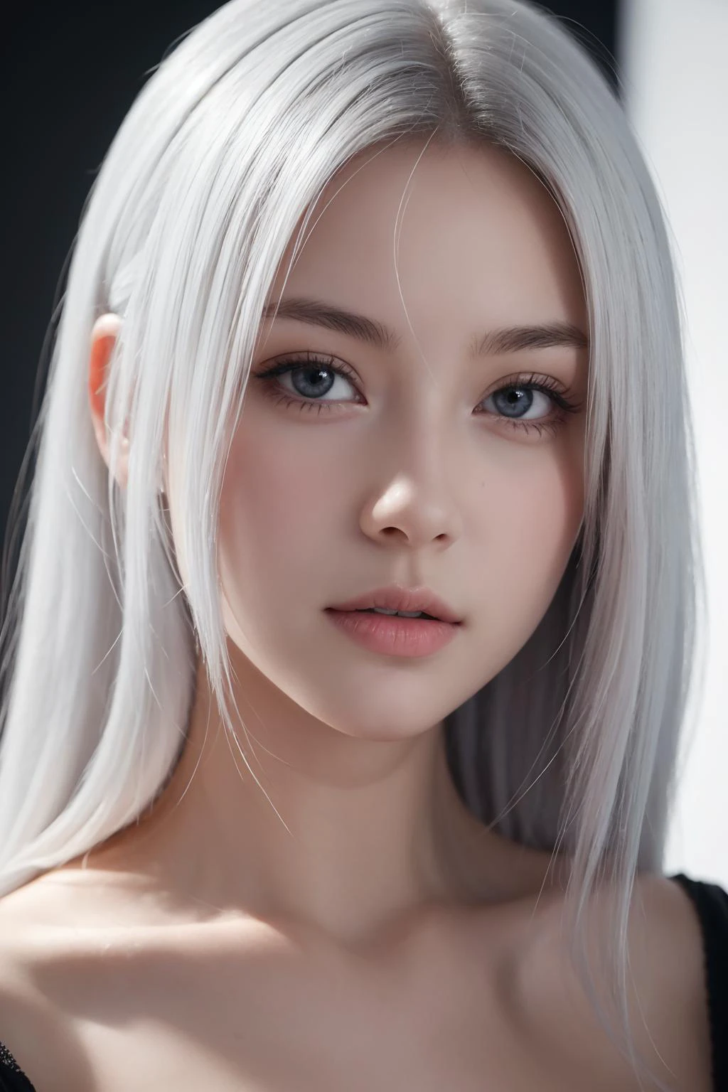 A girl\(18 years old, babydowhite hair,beautiful, big breasts,Princess half-tied hair\),nsfw,black background,
BREAK
(masterpiece:1 4, best quality),unity 8k wallpaper,ultra detailed,beautiful and aesthetic,perfect lighting,detailed background,realistic,solo,perfect detailed face,highly detailed,NAMI(0.8),