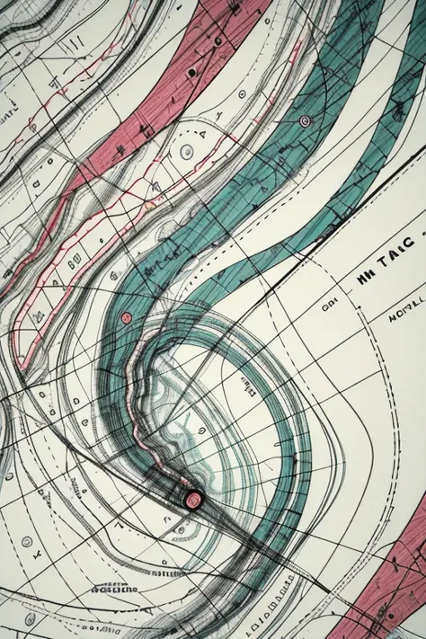 HaroldFiskMeander, colorful, loops, switchbacks, complexity