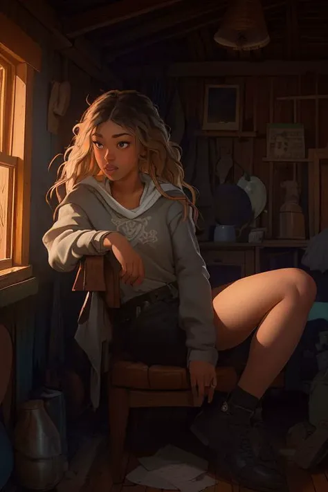 DEN_amira_fernandes,
(dressed in rags:1.2) in a (shanty shack:1.1) made of wood and sticks, apothecary, (alchemy:1.1), witchdoctor, mystic, decaying, (rundown shack:1.2), (dark room:1.2), shanty shack, (wearing raggedy clothing:1.1), (rag clothes:1.2),
bokeh, f1.4, 40mm, photorealistic, raw, 8k, textured skin, skin pores, intricate details <lora:epi_noiseoffset2:1>, epiCRealism <lora:ClothingAdjuster3:-1>
