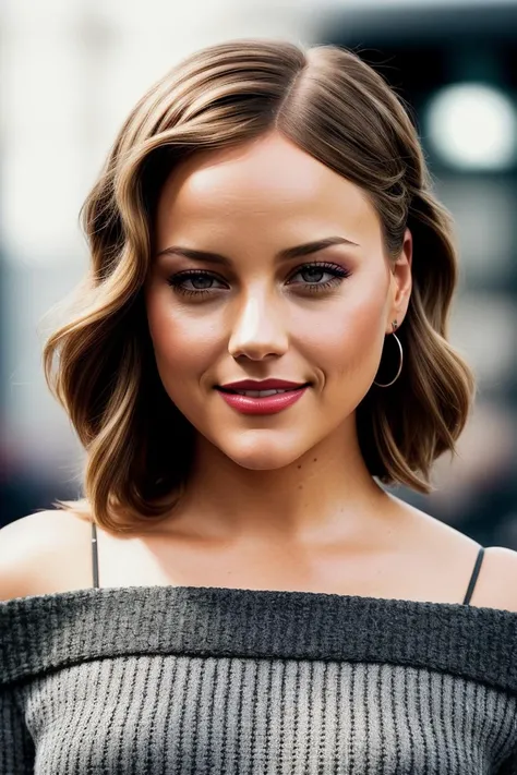 photo of beautiful (abc0rnish-125:0.99), a woman with beautiful hair, as a movie star in a (movie premiere), premiere gala, (near a movie theatre), natural skin texture, (elegant red sweater off-shoulder with a strap), 24mm, 4k textures, soft cinematic light, adobe lightroom, photolab, hdr, intricate, elegant, highly detailed, sharp focus, ((((cinematic look)))), soothing tones, insane details, intricate details, hyperdetailed, low contrast, soft cinematic light, exposure blend, hdr, faded, (paparazzi in background), (painted lips:1.1), (smiling:1.1)