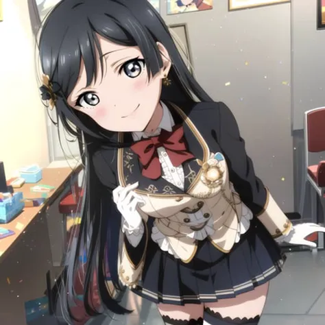high quality, best quality, masterpiece, absurdres, setsuna yuki, uniform, 1girl, <lora:yuki:0.75>, smile, looking_at_viewer
