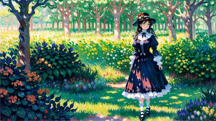 (masterpiece, best quality, Victorian oil painting style, Renaissance oil painting style, art by Monet:1.4)
BREAK full body shot of Mona Lisa with sideswept bangs, green eyes, gorgeous smile, large breasts, freckles
BREAK standing in a lush forest, dappled sunlight, wearing a sleeveless summer dress, white straw hat with a black ribbon, Mary Janes with ruffled socks