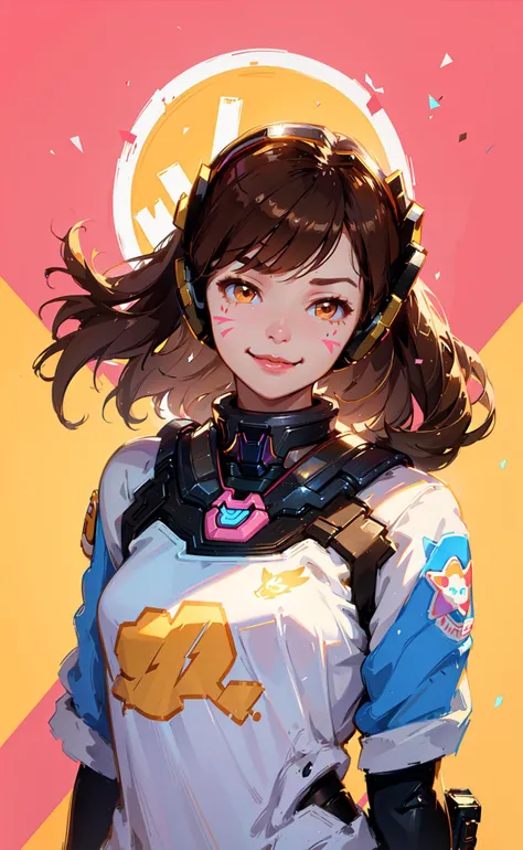 masterpiece, best quality, 1girl, (d.va \(overwatch\):1.1), brown hair, bangs, facial mark, smug, smirk
