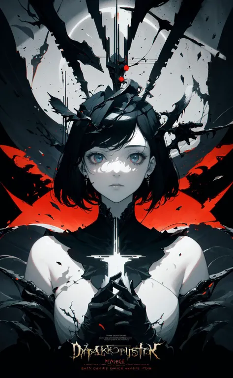 (dark fantasy movie poster:1.1), masterpiece, best quality, 1girl, (Bauhaus, shapes, lines, abstract:1.1)