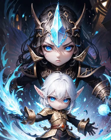 A girl with white hair and blue eyes holding a sword - SeaArt AI