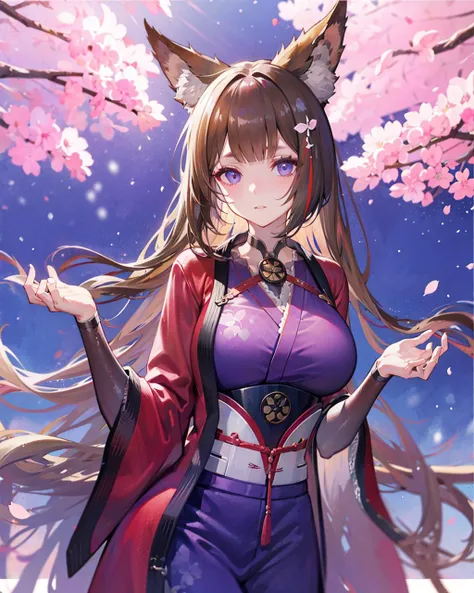 1girl,solo,amagi,standing,fox girl, cowboy shot, cherry blossoms, snowing,
<lora:AmagiV3:1>,,large breasts, hand on own chest, kimono