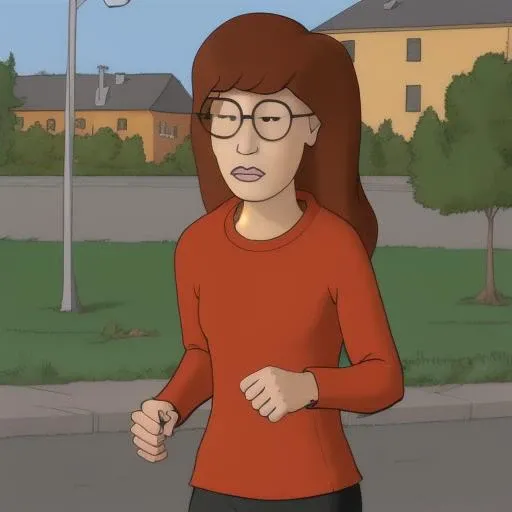 Daria jogging, glasses <lora:daria_morgendorffer-11:1>