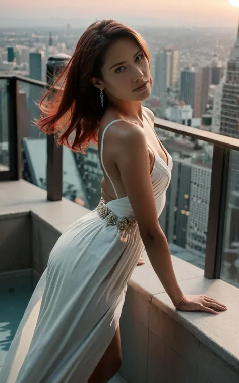 (score_9 score_8_up:0.7), sunset, chiaroscuro, film grain, photo, rating_safe,
1girl, 20yo latina, solo, ,
posing,
elegant evening dress,
small breasts, thin, brown gradient red hair, petite,
artificial lighting, dimly lit,
movement, motion blur,
luxurious hotel rooftop, above the city, skyline, infinity glass pool,
<lora:da3_xtract_apoxlon_64:1> apoxlon